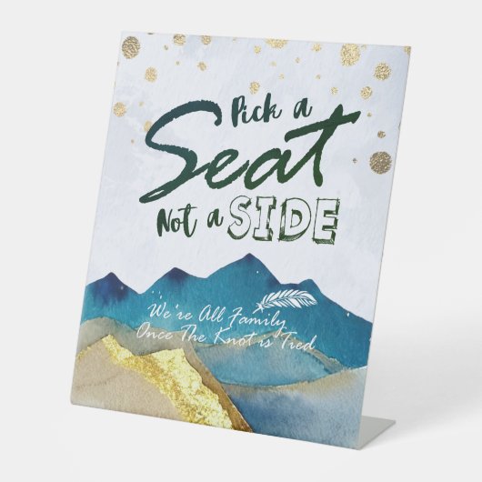 Waterverf Gold Mountain Open Seating Weddenschap Reclamebord Met Voetstuk (Voorkant)