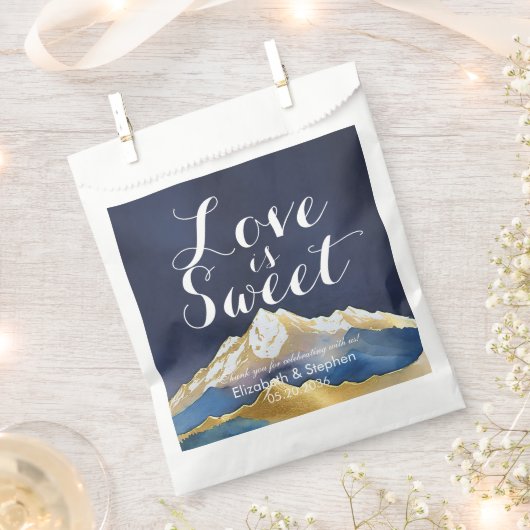 Waterverf Gold Mountain Wedding Love Bedankt Gifts Bedankzakje (Geknipt)