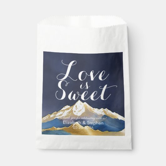 Waterverf Gold Mountain Wedding Love Bedankt Gifts Bedankzakje (Voorkant)
