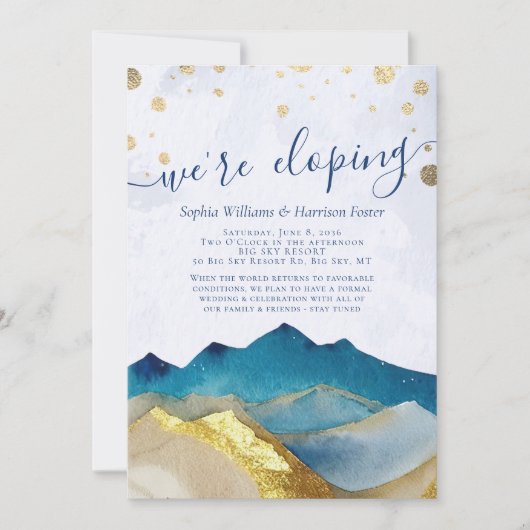 Waterverf Gold Mountains Foto Weddenschap Kaart (Voorkant)