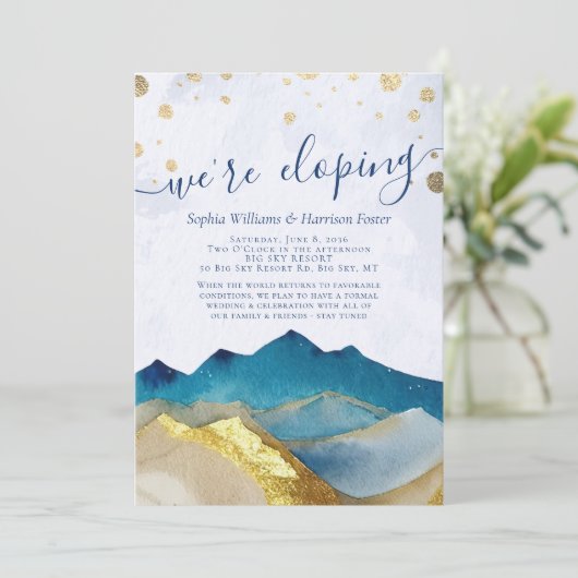 Waterverf Gold Mountains Foto Weddenschap Kaart (Staand voorkant)