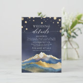 Waterverf Gold Mountains Outdoor bruiloft details Informatiekaartje (Staand voorkant)