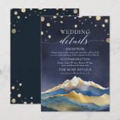 Waterverf Gold Mountains Outdoor bruiloft details Informatiekaartje (Voorkant / Achterkant)