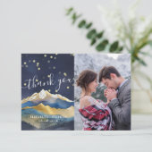 Waterverf Gold Mountains Weddenfoto Hartelijk dank Bedankkaart (Staand voorkant)