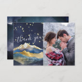 Waterverf Gold Mountains Weddenfoto Hartelijk dank Bedankkaart (Voorkant / Achterkant)