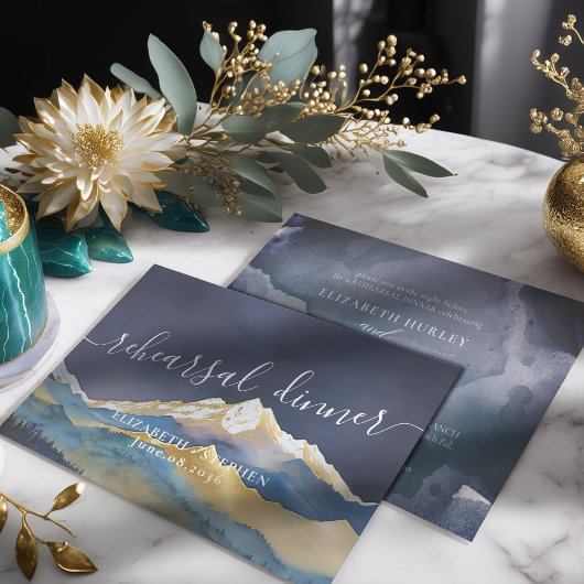 Waterverf Gold Mountains Weddenrenrepetitie Dinner Kaart