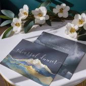 Waterverf Gold Mountains Weddenrenrepetitie Dinner Kaart