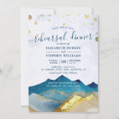 Waterverf Gold Mountains Weddenrenrepetitie Dinner Kaart (Voorkant)