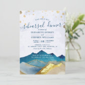 Waterverf Gold Mountains Weddenrenrepetitie Dinner Kaart (Staand voorkant)