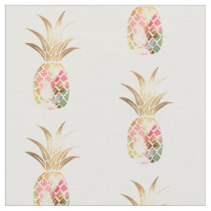 Waterverf Gold Pineapple Fabric Stof