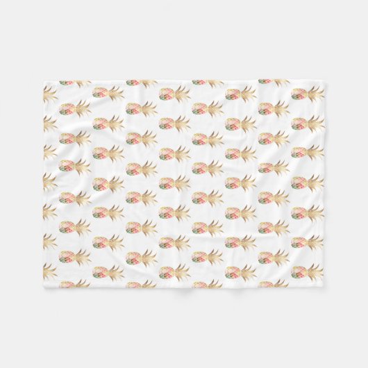 Waterverf Gold Pineapple Fleece Blanket (Voorkant (Horizontaal))