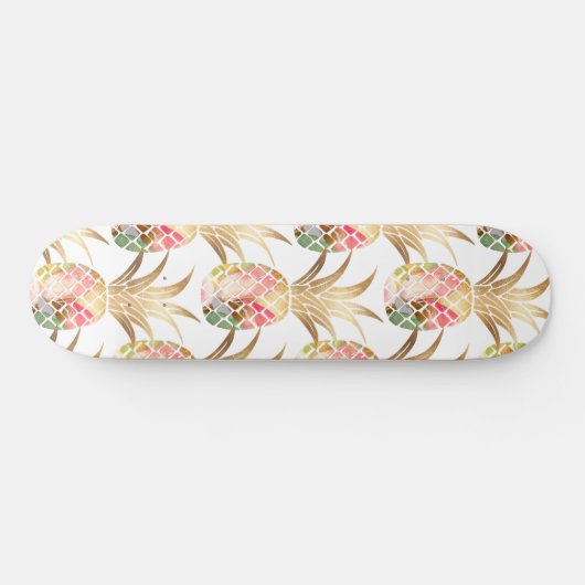 Waterverf Gold Pineapple Pattern Skateboard (Horizontaal)