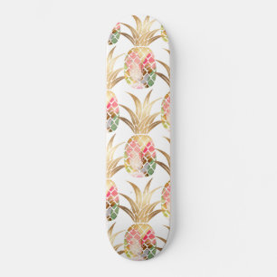Waterverf Gold Pineapple Pattern Skateboard