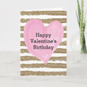 Waterverf Gold Pink Heart Valentijn Birthday Kaart (Voorkant)