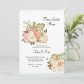 Waterverf Gold Pumpkin Housewarming Party Invite Kaart (Staand voorkant)