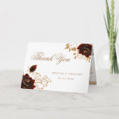 Waterverf Gold Rozen Gevouwen Foto Hartelijk dank Kaart (Voorkant)