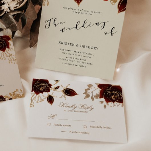 Waterverf Gold Rozen RSVP-reactiekaart RSVP Kaartje