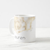 Waterverf Gold Seashell gepersonaliseerd monogram Koffiemok (Voorkant links)