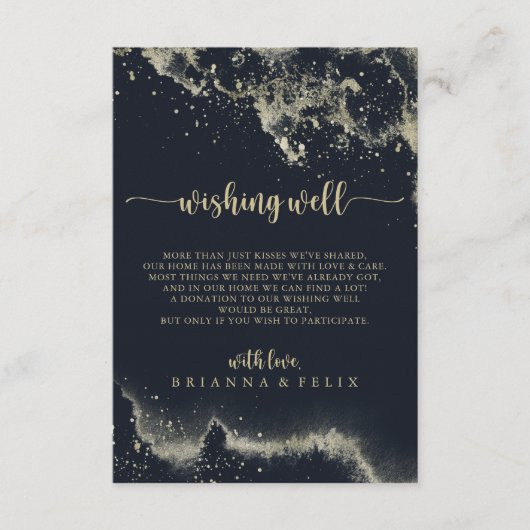 Waterverf Gold Splash Bruiloft Wishing Well Informatiekaartje (Voorkant)
