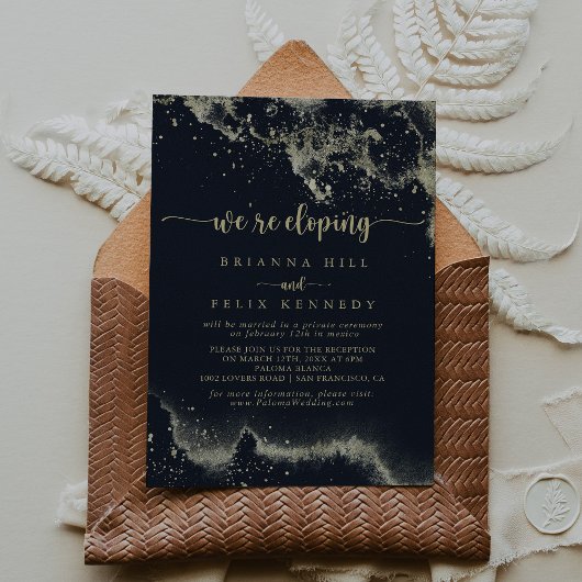 Waterverf Gold Splash Elopement Kaart