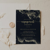 Waterverf Gold Splash Engagement Party Kaart