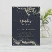 Waterverf Gold Splash Gender Reveal Party Kaart (Staand voorkant)