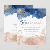 Waterverf Gold Splash Genderonderzoek Uitnodiging (Voorkant / Achterkant)