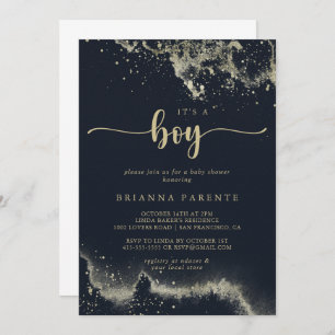 Waterverf Gold Splash Het is een Boy Baby shower Kaart
