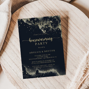 Waterverf Gold Splash Housewarming Party Kaart