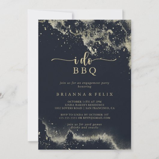 Waterverf Gold Splash I Do BBQ Engagement Party Kaart (Voorkant)