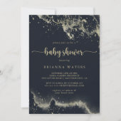 Waterverf Gold Splash Kalligrafie Baby shower Kaart (Voorkant)