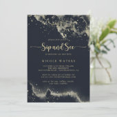 Waterverf Gold Splash Kalligrafie Sip and See Kaart (Staand voorkant)