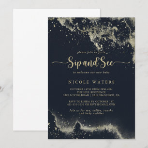 Waterverf Gold Splash Kalligrafie Sip and See Kaart