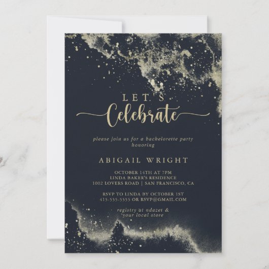 Waterverf Gold Splash Laten we feest vieren Kaart (Voorkant)