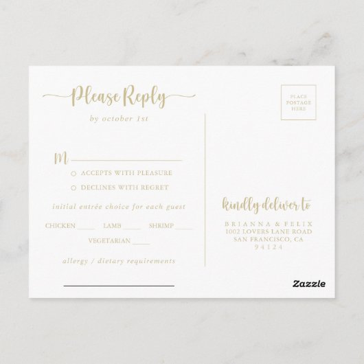 Waterverf Gold Splash Menu Keuze RSVP (Achterkant)