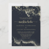 Waterverf Gold Splash Nuestra Boda Bruiloft Kaart (Voorkant)