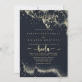 Waterverf Gold Splash Spaans Bruiloft Kaart (Voorkant)