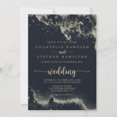 Waterverf Gold Splash Voor & Achterbruiloft Kaart (Voorkant)