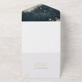 Waterverf Gold Splash Wedding All In One Uitnodiging (Buitenkant)