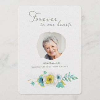 Waterverf Gold Turquoise Floral Foto Dank u wel Bedankkaart