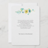 Waterverf Gold Turquoise Floral Foto Dank u wel Bedankkaart (Achterkant)