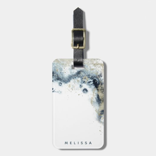 Waterverf Gold Waves Monogram Bagagelabel (Voorkant verticaal)