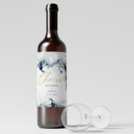 Waterverf Gold Waves Weduwen Wine Label Set Wijn Etiket