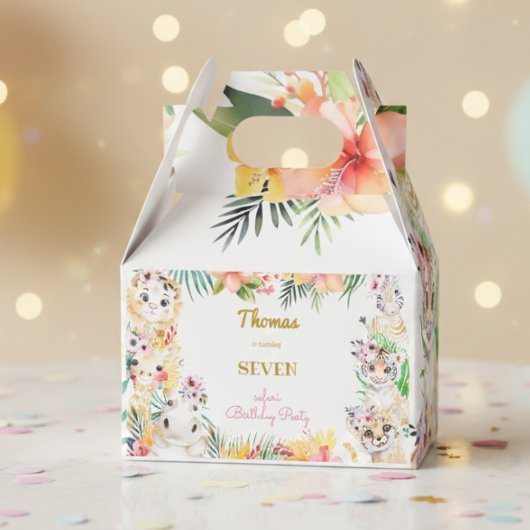 Waterverf gold Wild safari kids birthday Bedankdoosjes