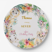 Waterverf gold Wild safari kids birthday Papieren Bordje (Voorkant)