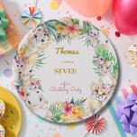 Waterverf gold Wild safari kids birthday Papieren Bordje<br><div class="desc">Wild safari kinderen verjaardag item voor kinderen op elke leeftijd. bewerkbaar.</div>