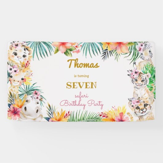 Waterverf gold Wild safari kids birthday Spandoek (Horizontaal)