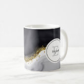 Waterverf Gold Zwart Personaliseer Koffie Mok (Voorkant rechts)