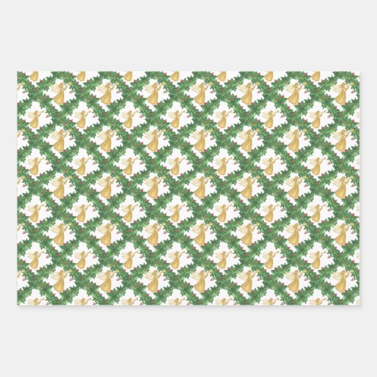 Waterverf Golden Angel Garland Inpakpapier Vel (Voorkant 3)