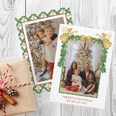 Waterverf Golden Angels Garland Christmas Foto Feestdagenkaart